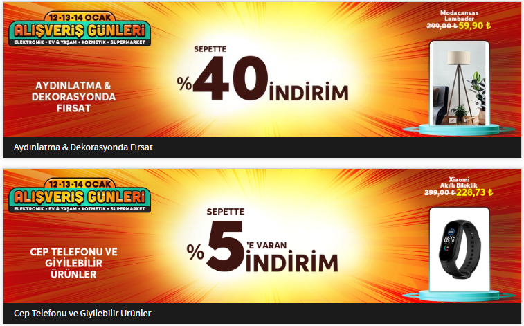 Trendyol 12, 13, 14 Ocak Alışveriş Günleri indirimleri 2