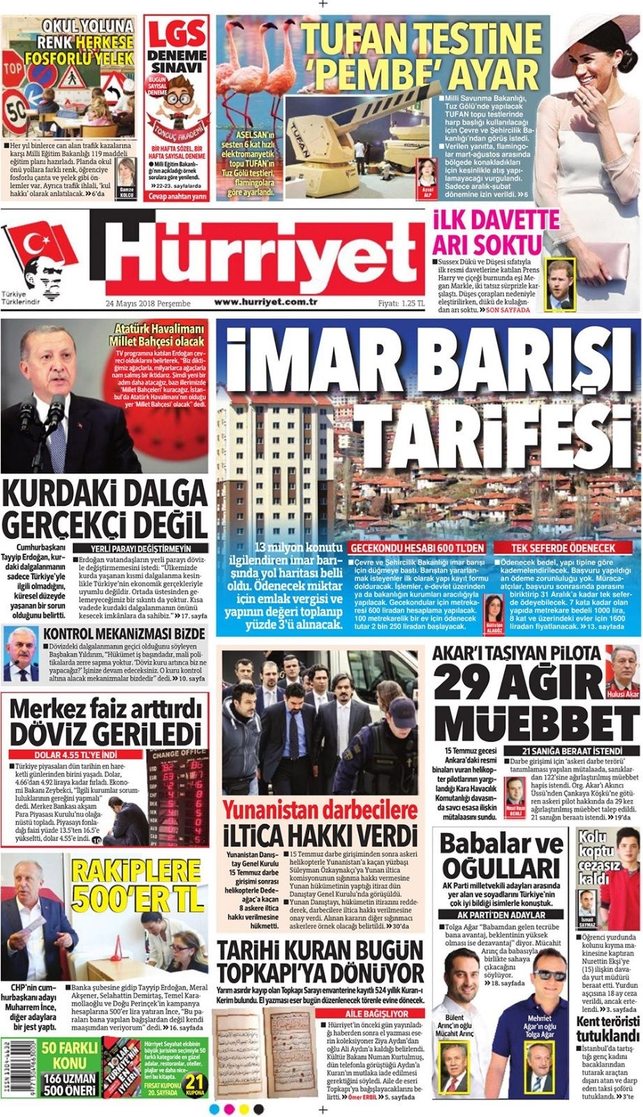 Gazete manşetleri 24 Mayıs 2018 Hürriyet, Milliyet, Yeni Şafak, Sözcü 1