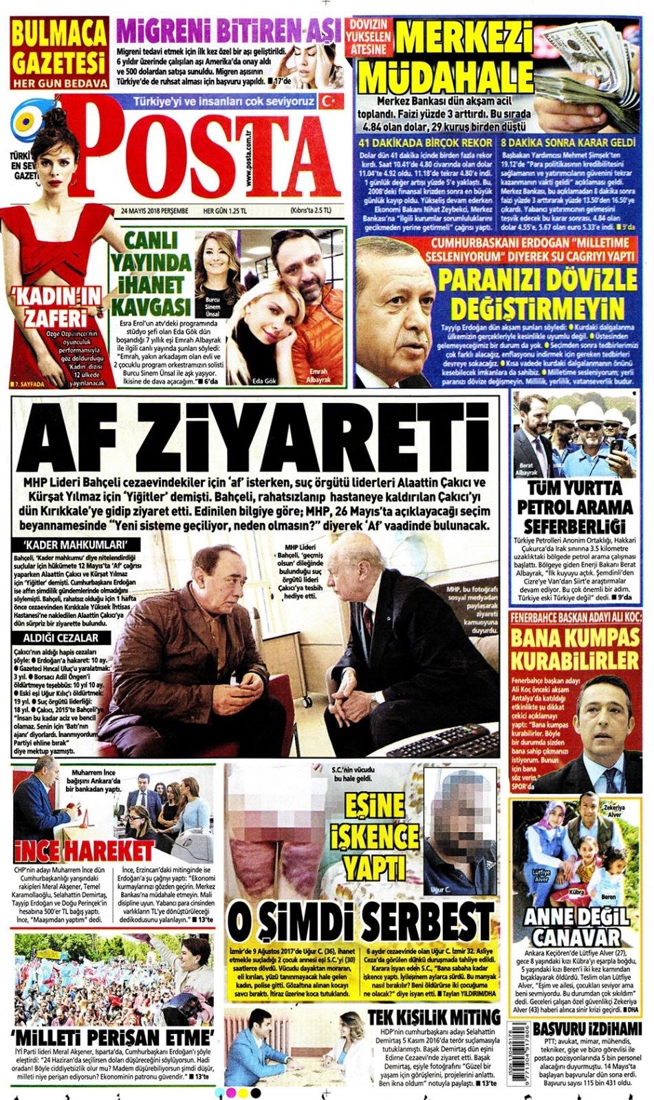 Gazete manşetleri 24 Mayıs 2018 Hürriyet, Milliyet, Yeni Şafak, Sözcü 10