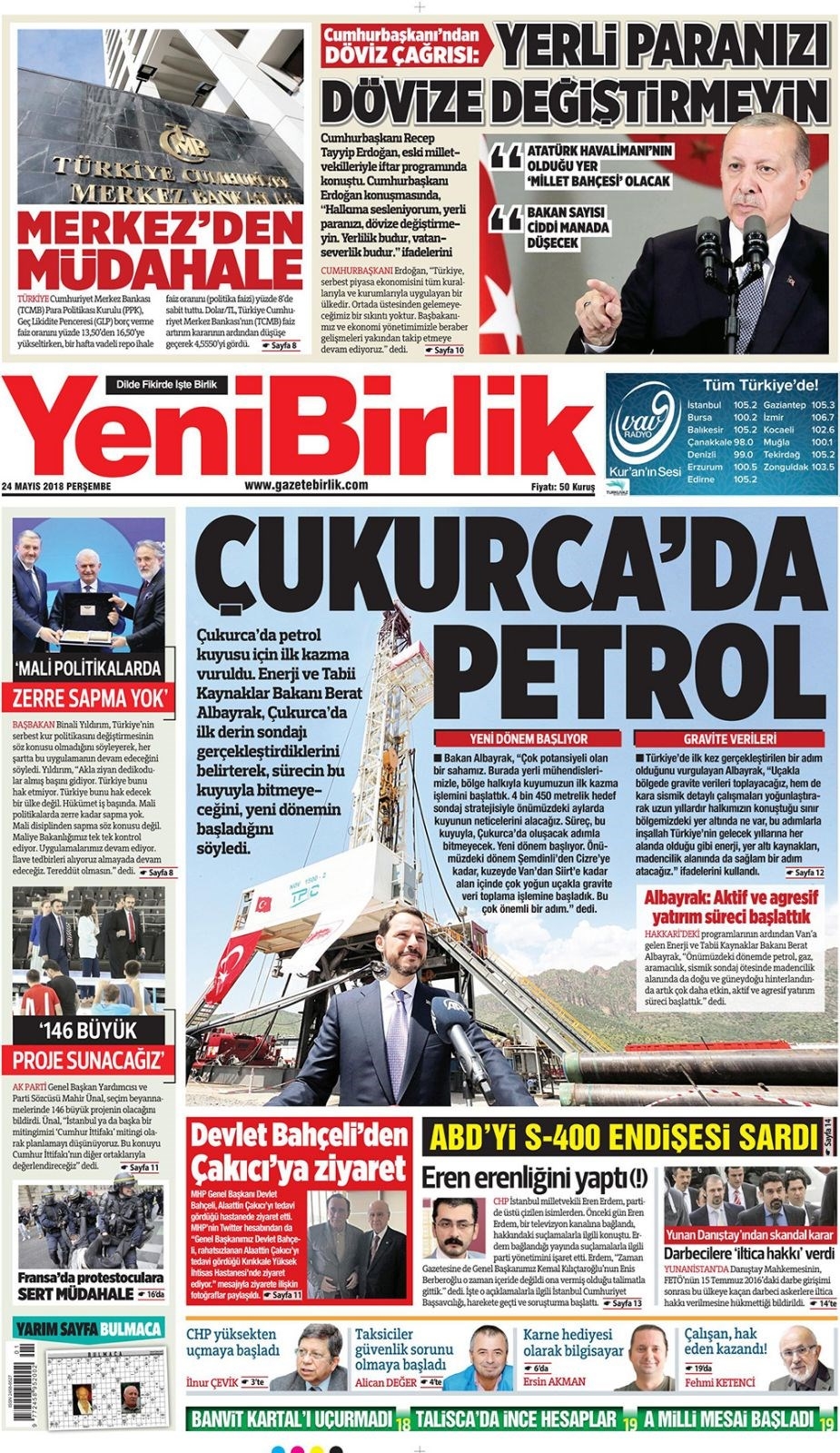 Gazete manşetleri 24 Mayıs 2018 Hürriyet, Milliyet, Yeni Şafak, Sözcü 16