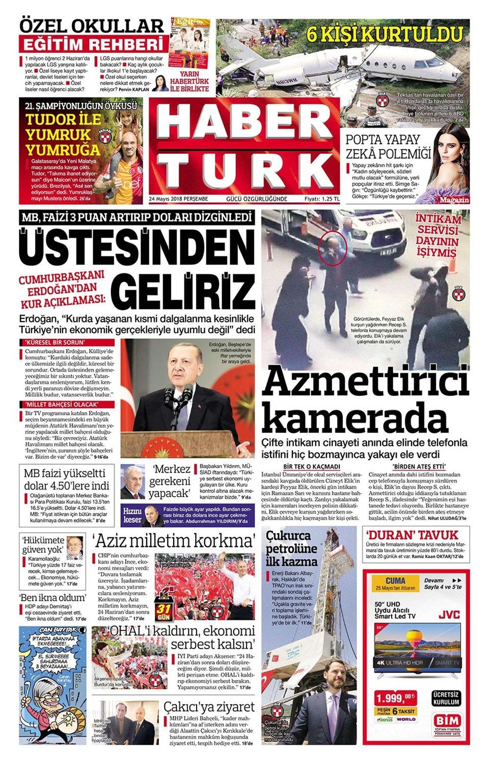 Gazete manşetleri 24 Mayıs 2018 Hürriyet, Milliyet, Yeni Şafak, Sözcü 3