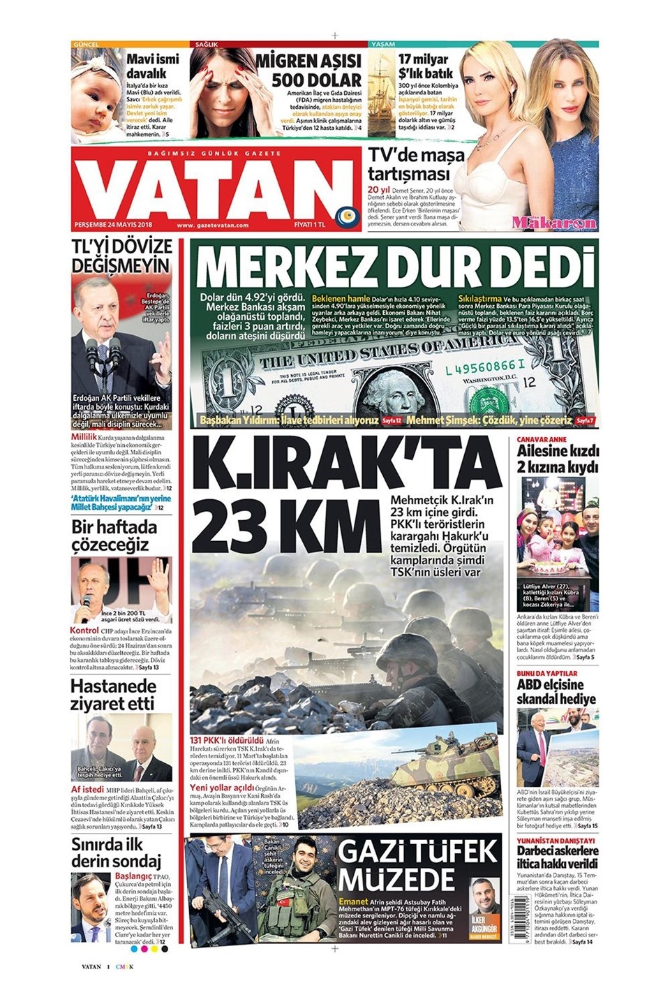 Gazete manşetleri 24 Mayıs 2018 Hürriyet, Milliyet, Yeni Şafak, Sözcü 7