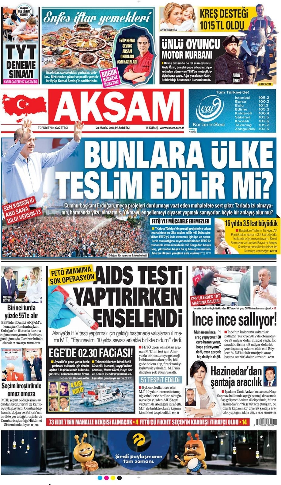 Gazete manşetleri 28 Mayıs 2018 Hürriyet - Sözcü - Habertürk 12