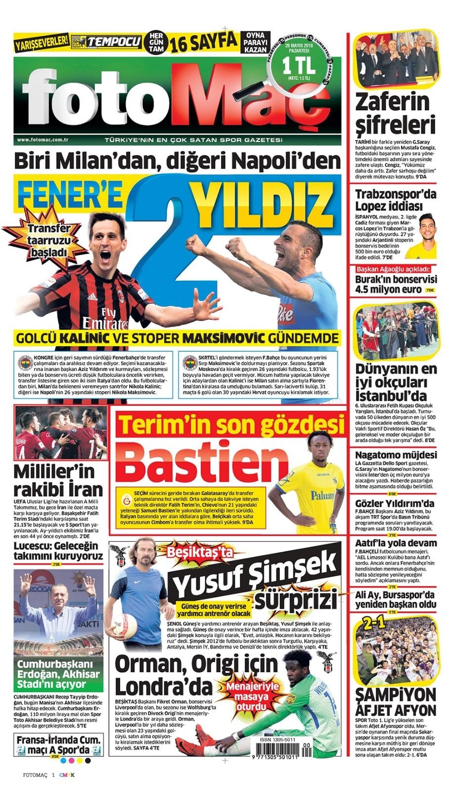 Gazete manşetleri 28 Mayıs 2018 Hürriyet - Sözcü - Habertürk 17