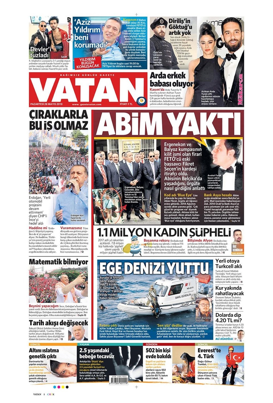 Gazete manşetleri 28 Mayıs 2018 Hürriyet - Sözcü - Habertürk 3