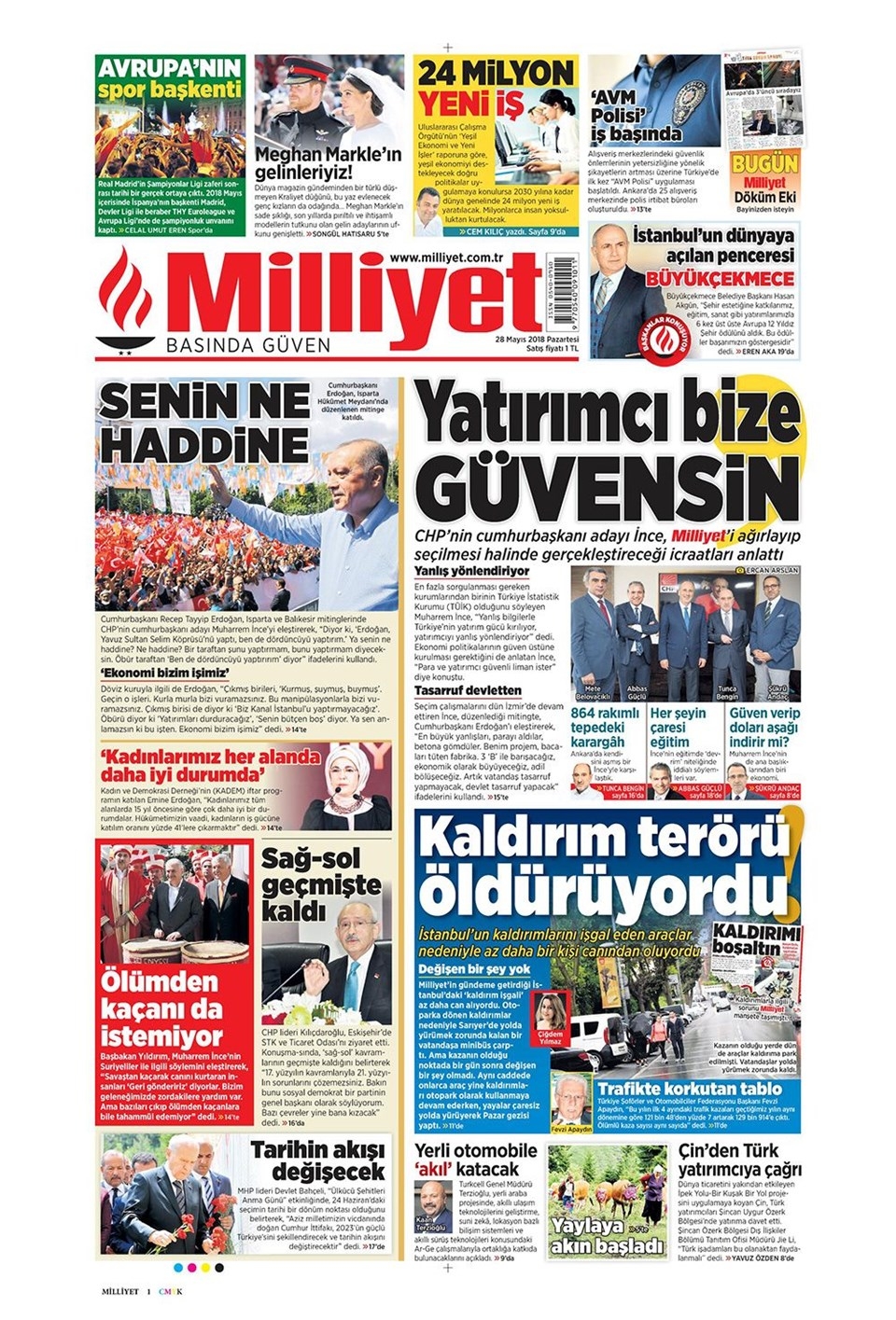 Gazete manşetleri 28 Mayıs 2018 Hürriyet - Sözcü - Habertürk 5