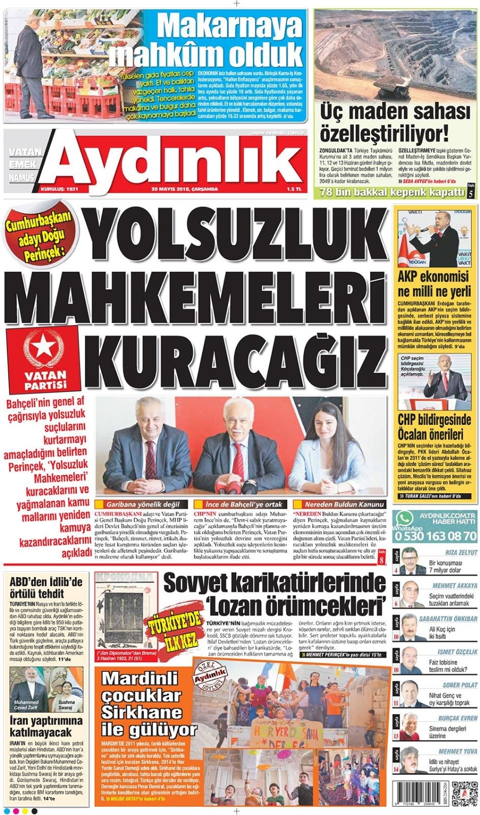 Gazete manşetleri 30 Mayıs 2018 Hürriyet, Milliyet, Sözcü, Habertürk 14