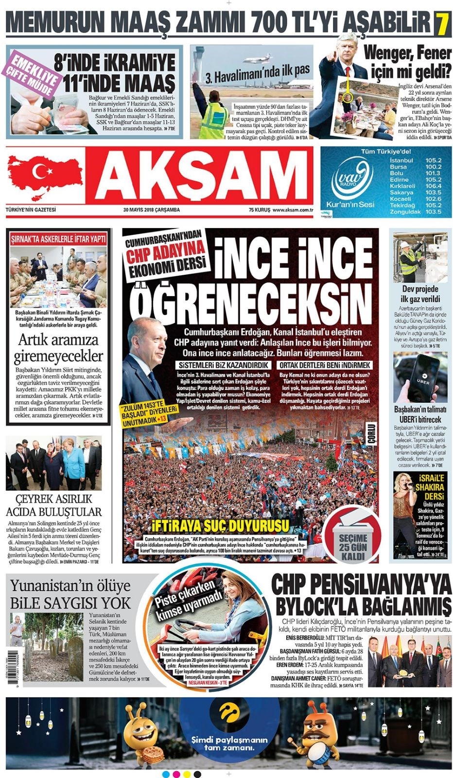 Gazete manşetleri 30 Mayıs 2018 Hürriyet, Milliyet, Sözcü, Habertürk 15