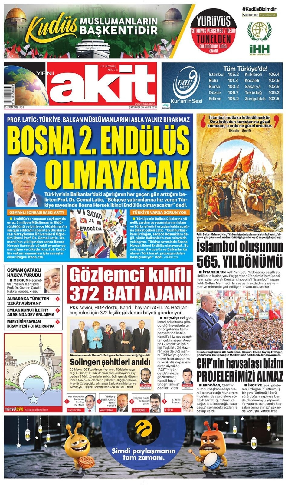 Gazete manşetleri 30 Mayıs 2018 Hürriyet, Milliyet, Sözcü, Habertürk 16