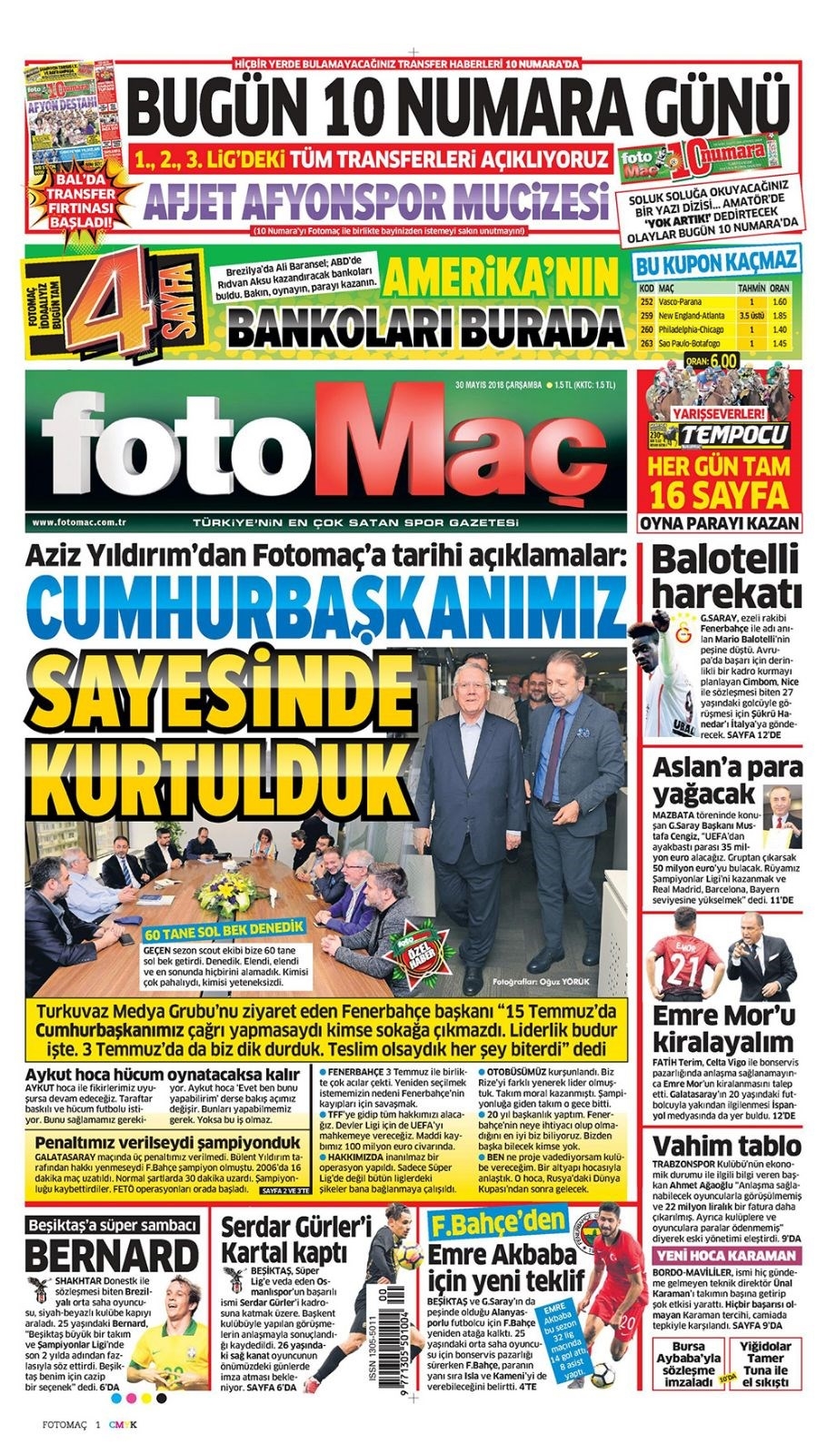 Gazete manşetleri 30 Mayıs 2018 Hürriyet, Milliyet, Sözcü, Habertürk 19