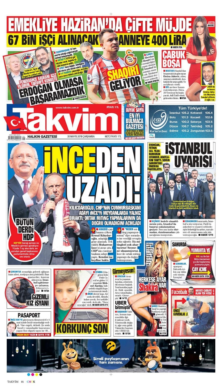 Gazete manşetleri 30 Mayıs 2018 Hürriyet, Milliyet, Sözcü, Habertürk 7