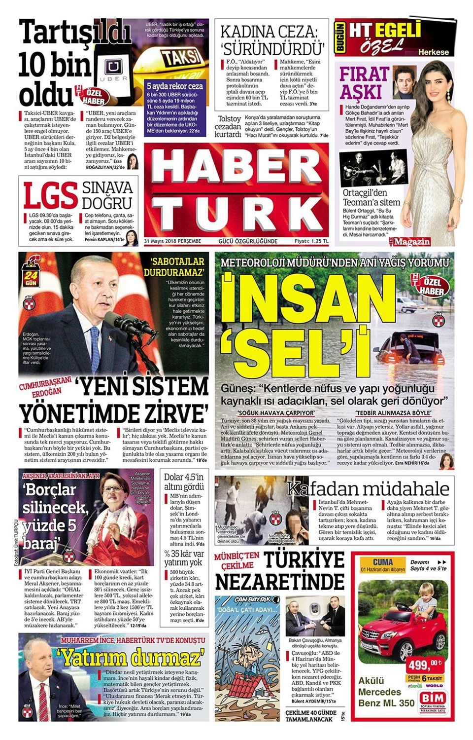 Gazete manşetleri 31 Mayıs 2018 Hürriyet - Sözcü - Habertürk 3