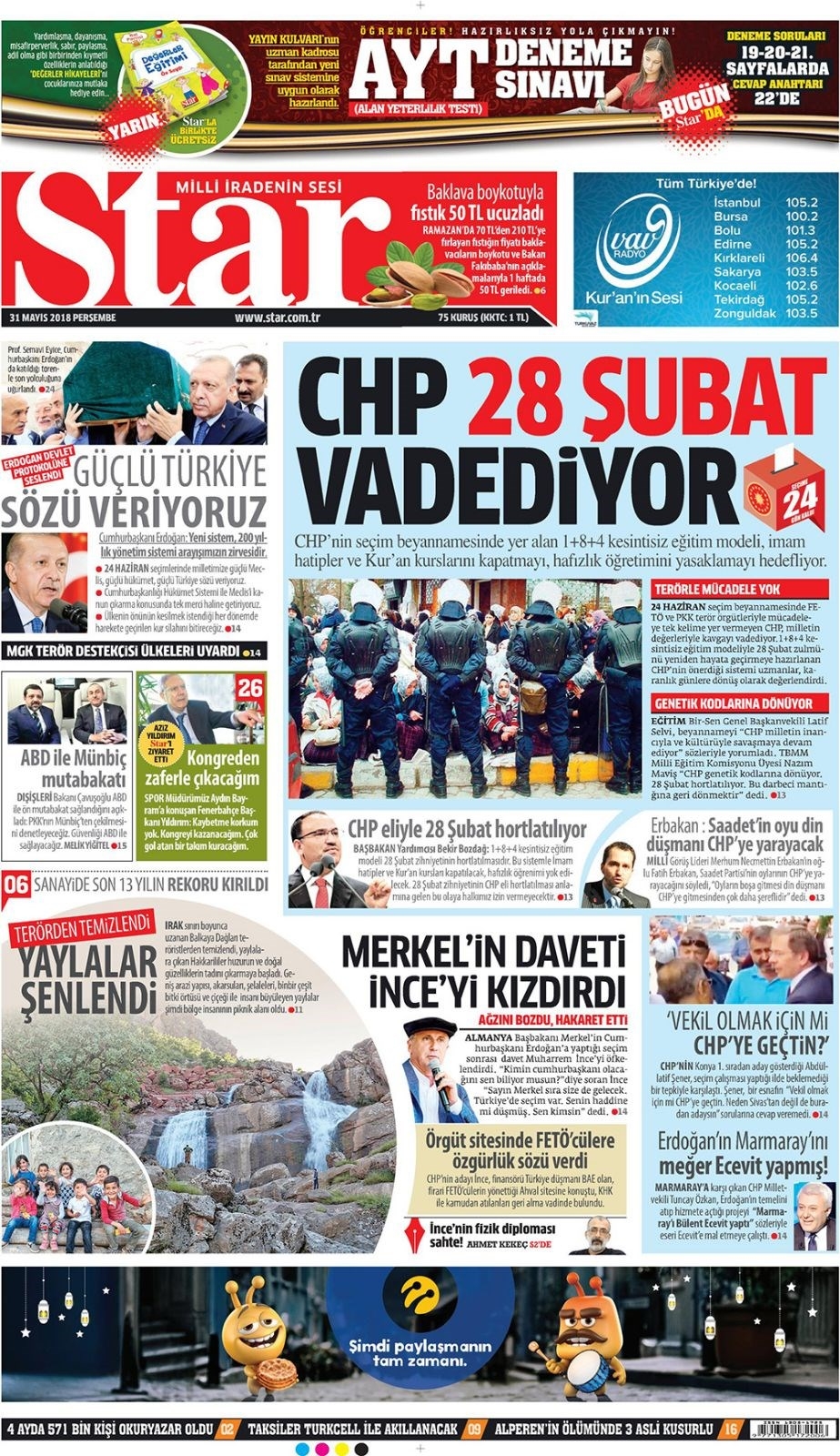 Gazete manşetleri 31 Mayıs 2018 Hürriyet - Sözcü - Habertürk 8