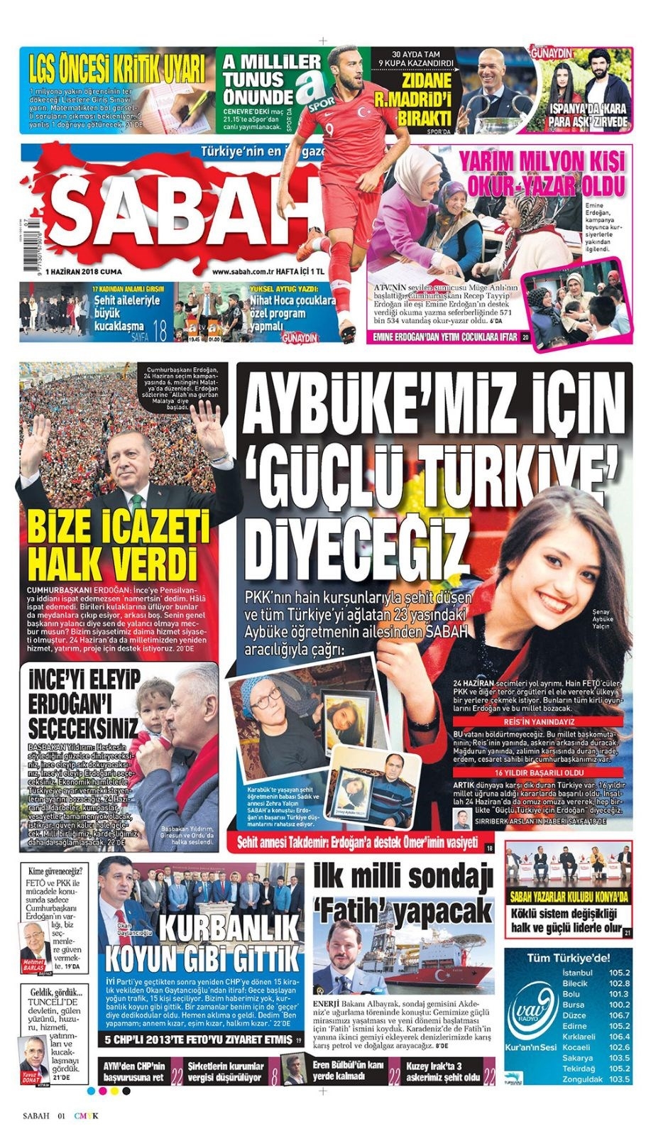 Gazete manşetleri 1 Haziran 2018 Hürriyet - Sözcü - Posta - Habertürk 9