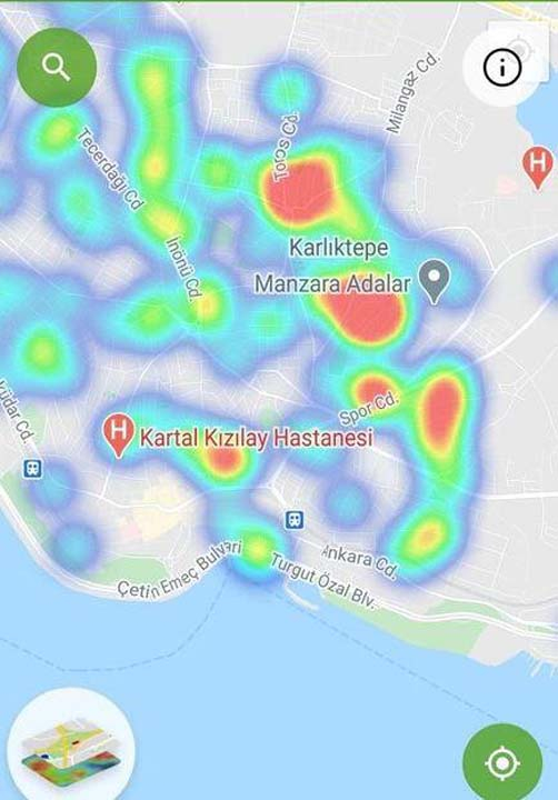 HES uygulaması güncellendi! İşte İstanbul'un ilçelerindeki korona yoğunluk haritası 16