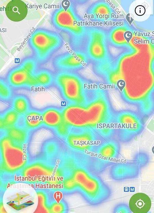 HES uygulaması güncellendi! İşte İstanbul'un ilçelerindeki korona yoğunluk haritası 21