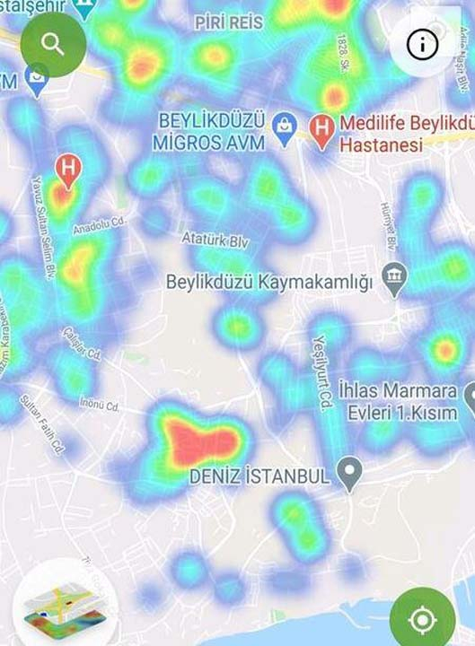 HES uygulaması güncellendi! İşte İstanbul'un ilçelerindeki korona yoğunluk haritası 29