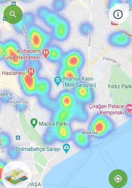 HES uygulaması güncellendi! İşte İstanbul'un ilçelerindeki korona yoğunluk haritası 31