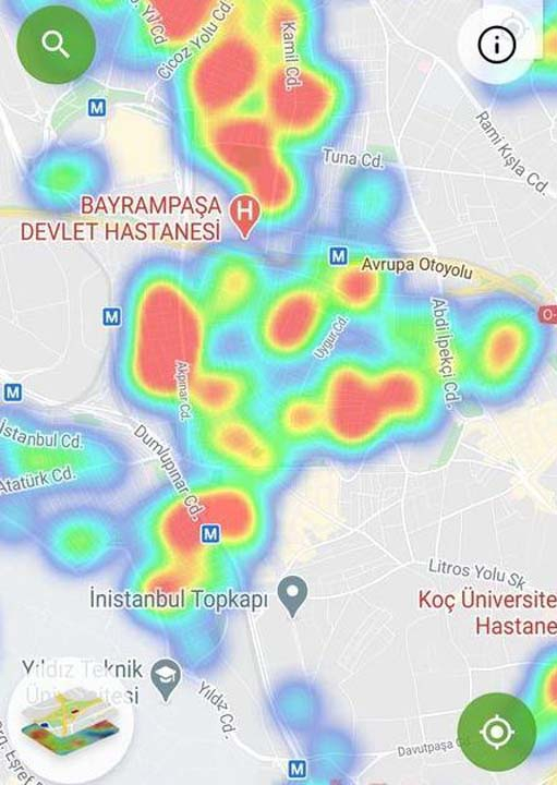 HES uygulaması güncellendi! İşte İstanbul'un ilçelerindeki korona yoğunluk haritası 32