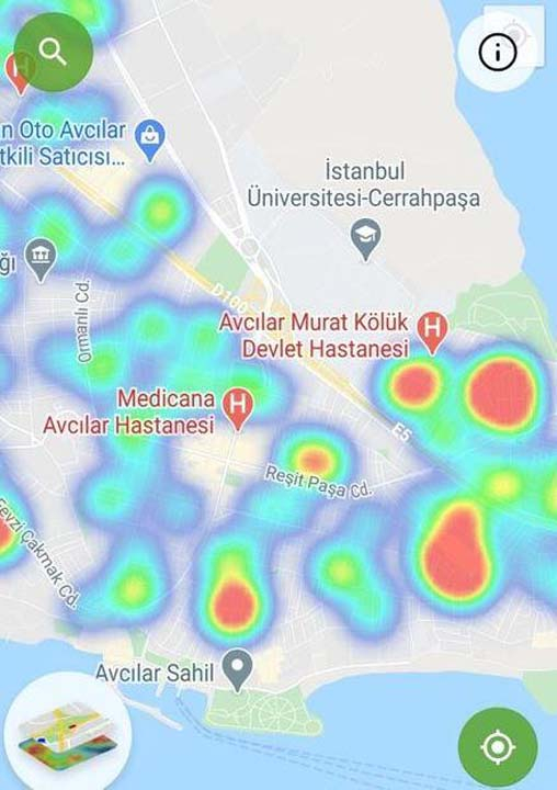 HES uygulaması güncellendi! İşte İstanbul'un ilçelerindeki korona yoğunluk haritası 37