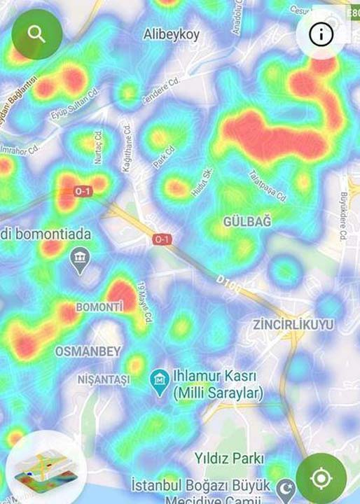 HES uygulaması güncellendi! İşte İstanbul'un ilçelerindeki korona yoğunluk haritası 6