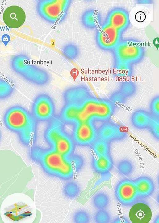 HES uygulaması güncellendi! İşte İstanbul'un ilçelerindeki korona yoğunluk haritası 9