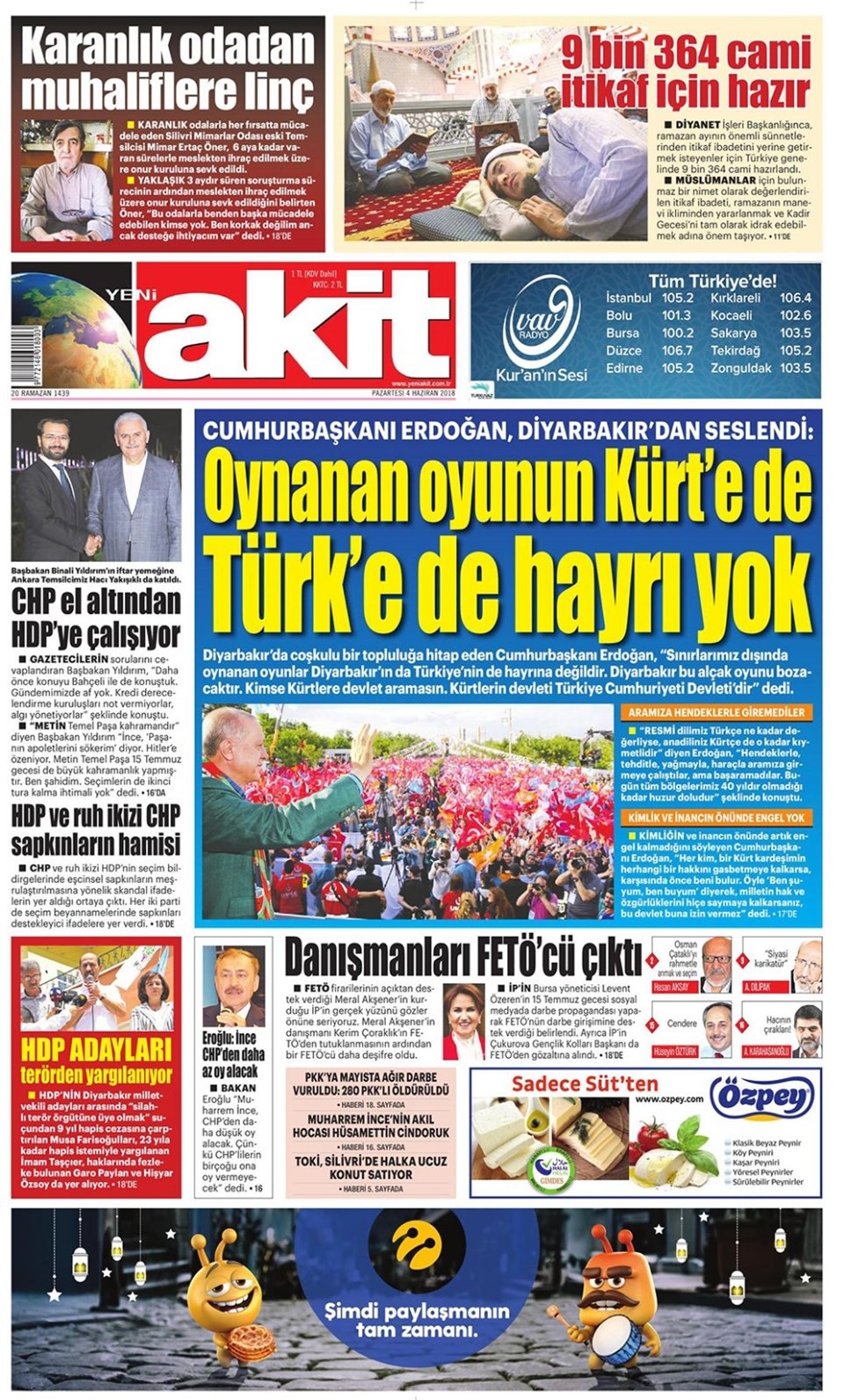 Gazete manşetleri 4 Haziran 2018 Hürriyet - Sözcü - Fanatik 14