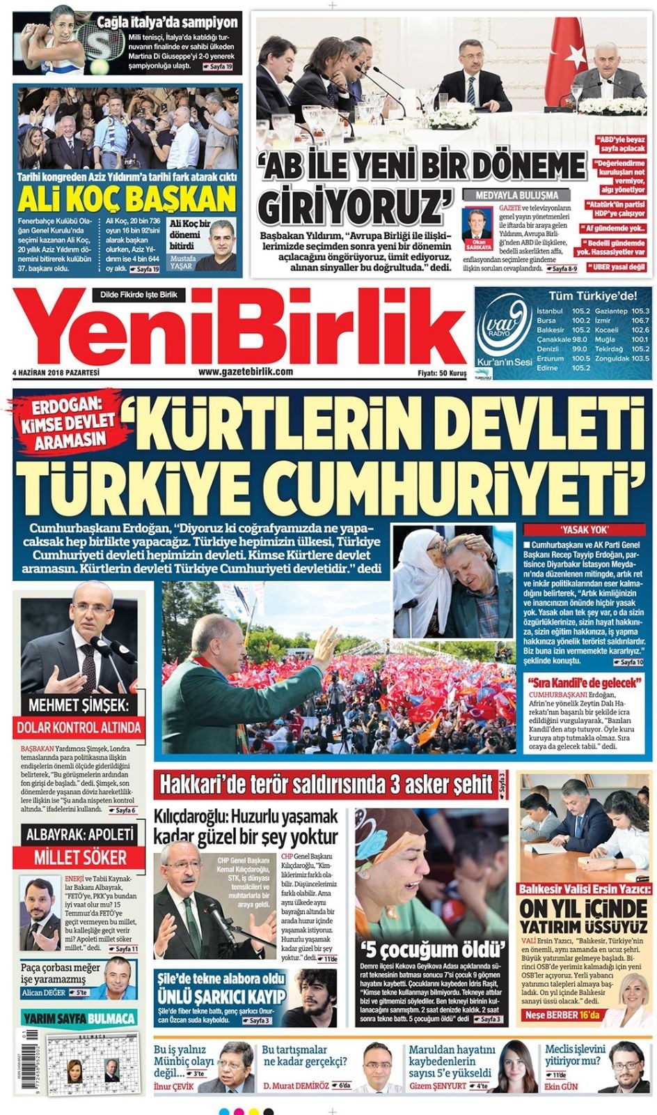 Gazete manşetleri 4 Haziran 2018 Hürriyet - Sözcü - Fanatik 15