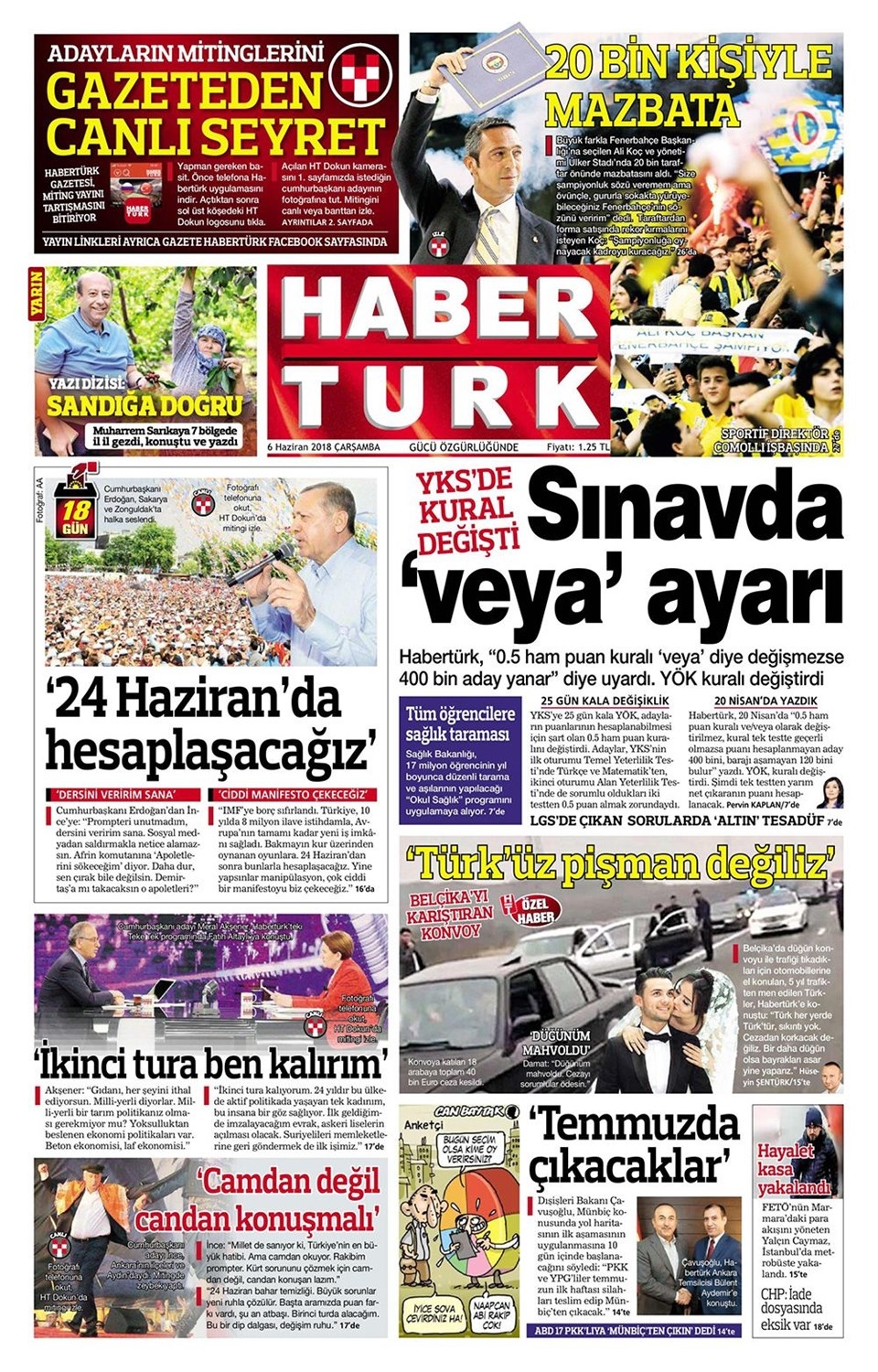 6 Haziran 2018 Gazete manşetleri - Hürriyet, Sabah, Posta, Sözcü Gazetesi 3