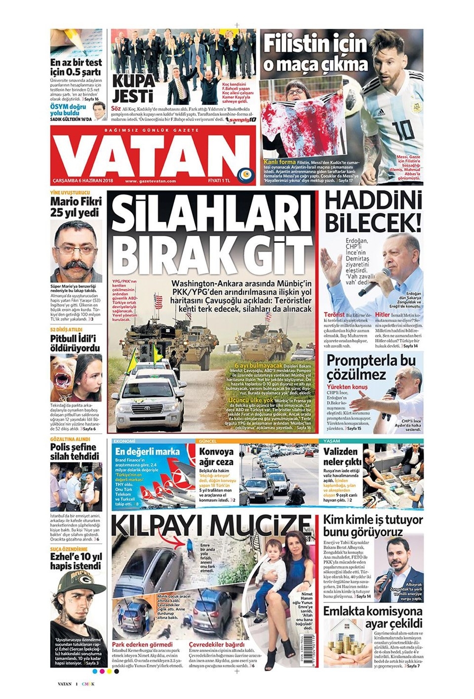 6 Haziran 2018 Gazete manşetleri - Hürriyet, Sabah, Posta, Sözcü Gazetesi 5