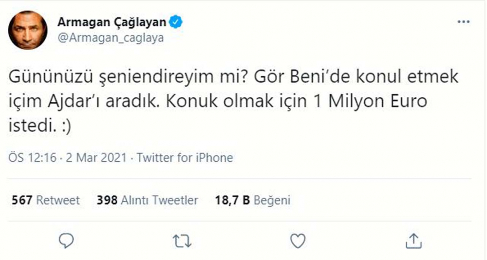 Armağan Çağlayan'dan skandal Ajdar açıklaması: 1 Milyon Euro istedi! 2