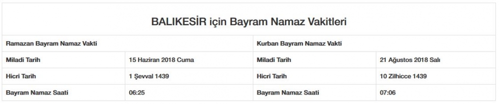 Bayram namazı saat kaçta? İl, il Bayram namazı saatleri 2018 13