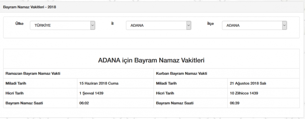 Bayram namazı saat kaçta? İl, il Bayram namazı saatleri 2018 2