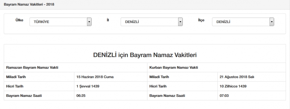 Bayram namazı saat kaçta? İl, il Bayram namazı saatleri 2018 26