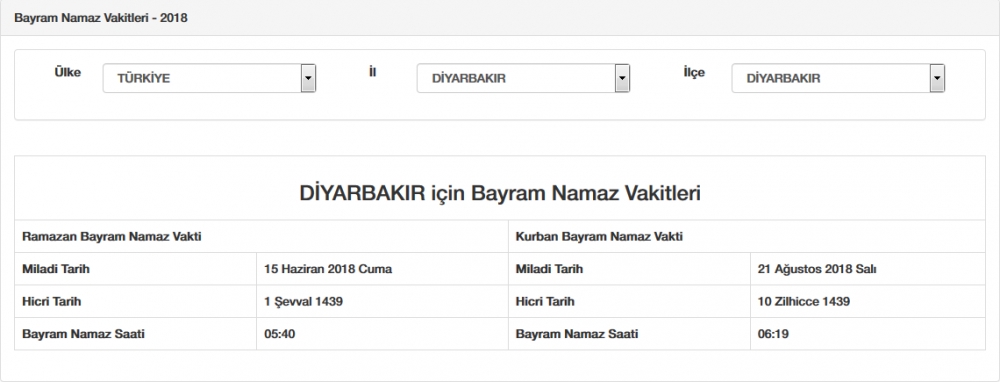 Bayram namazı saat kaçta? İl, il Bayram namazı saatleri 2018 27