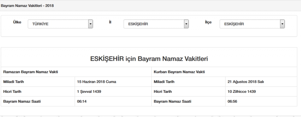 Bayram namazı saat kaçta? İl, il Bayram namazı saatleri 2018 33