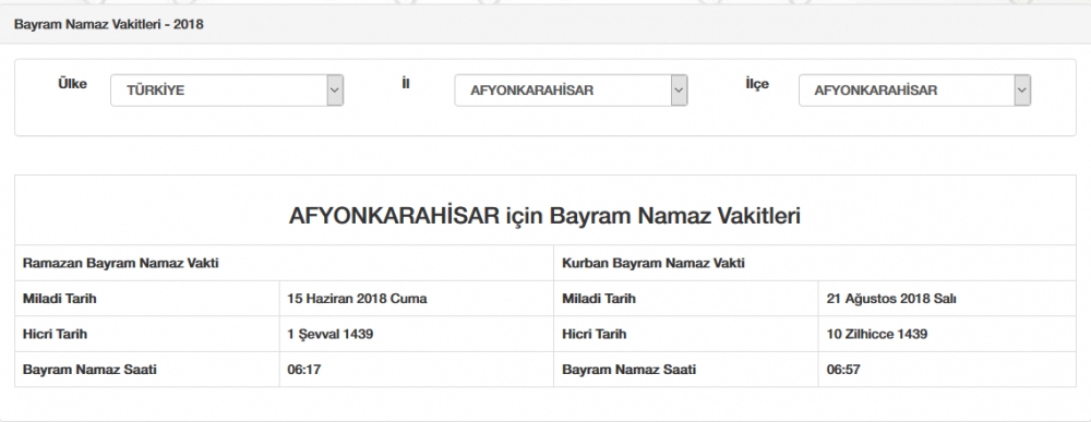 Bayram namazı saat kaçta? İl, il Bayram namazı saatleri 2018 4