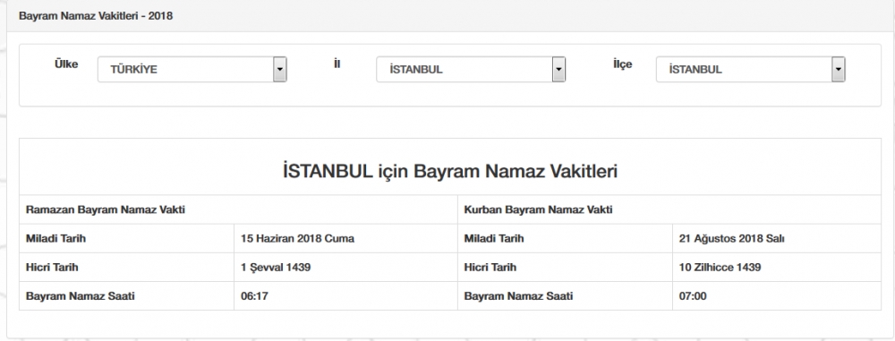 Bayram namazı saat kaçta? İl, il Bayram namazı saatleri 2018 41