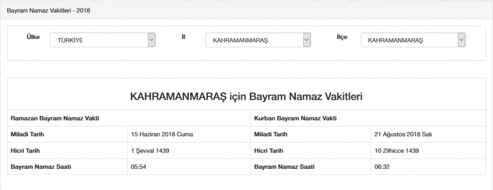 Bayram namazı saat kaçta? İl, il Bayram namazı saatleri 2018 43