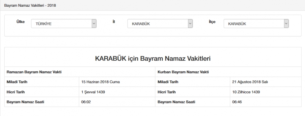 Bayram namazı saat kaçta? İl, il Bayram namazı saatleri 2018 44