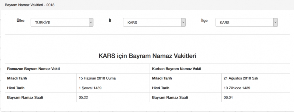 Bayram namazı saat kaçta? İl, il Bayram namazı saatleri 2018 46