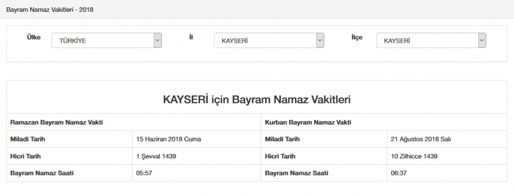 Bayram namazı saat kaçta? İl, il Bayram namazı saatleri 2018 48