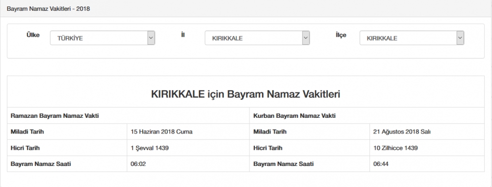 Bayram namazı saat kaçta? İl, il Bayram namazı saatleri 2018 50