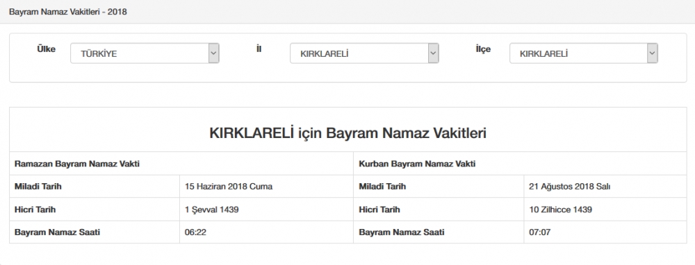 Bayram namazı saat kaçta? İl, il Bayram namazı saatleri 2018 51