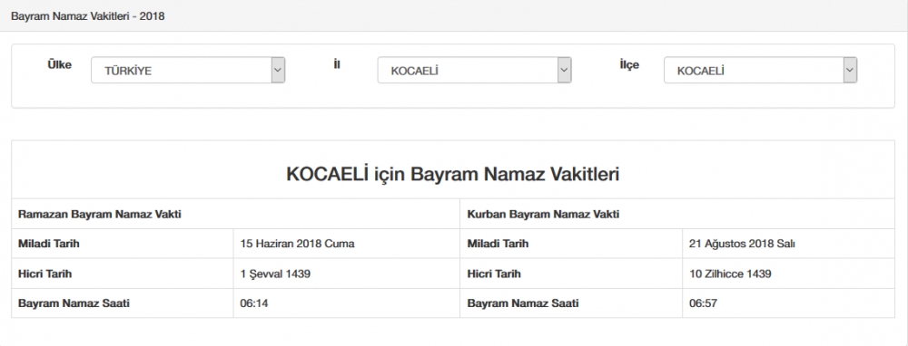 Bayram namazı saat kaçta? İl, il Bayram namazı saatleri 2018 53