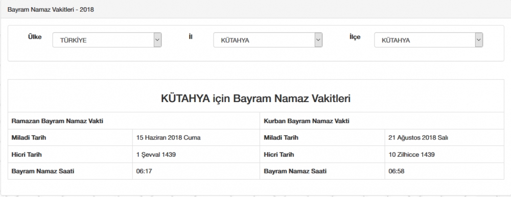 Bayram namazı saat kaçta? İl, il Bayram namazı saatleri 2018 55