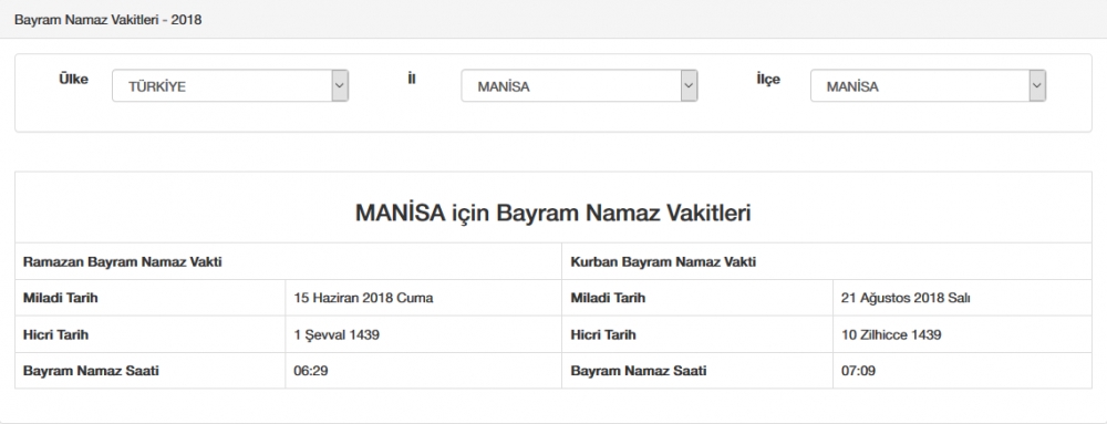 Bayram namazı saat kaçta? İl, il Bayram namazı saatleri 2018 57