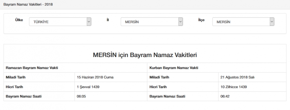 Bayram namazı saat kaçta? İl, il Bayram namazı saatleri 2018 59