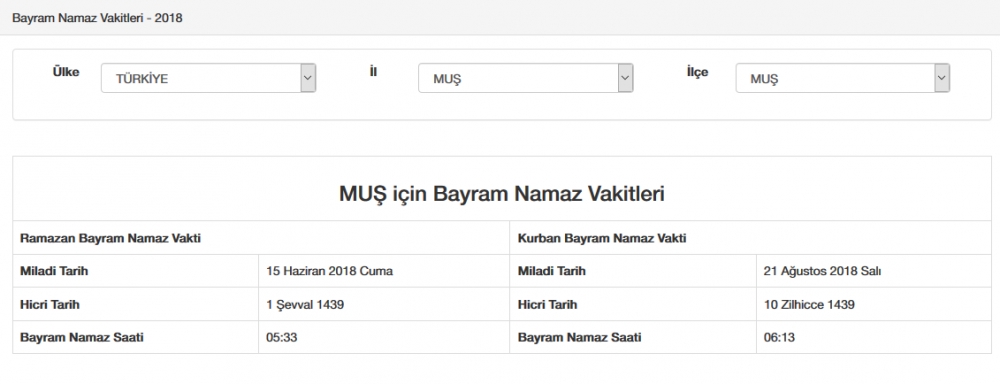 Bayram namazı saat kaçta? İl, il Bayram namazı saatleri 2018 61