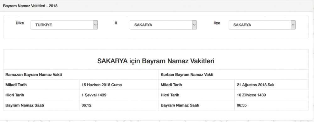 Bayram namazı saat kaçta? İl, il Bayram namazı saatleri 2018 67